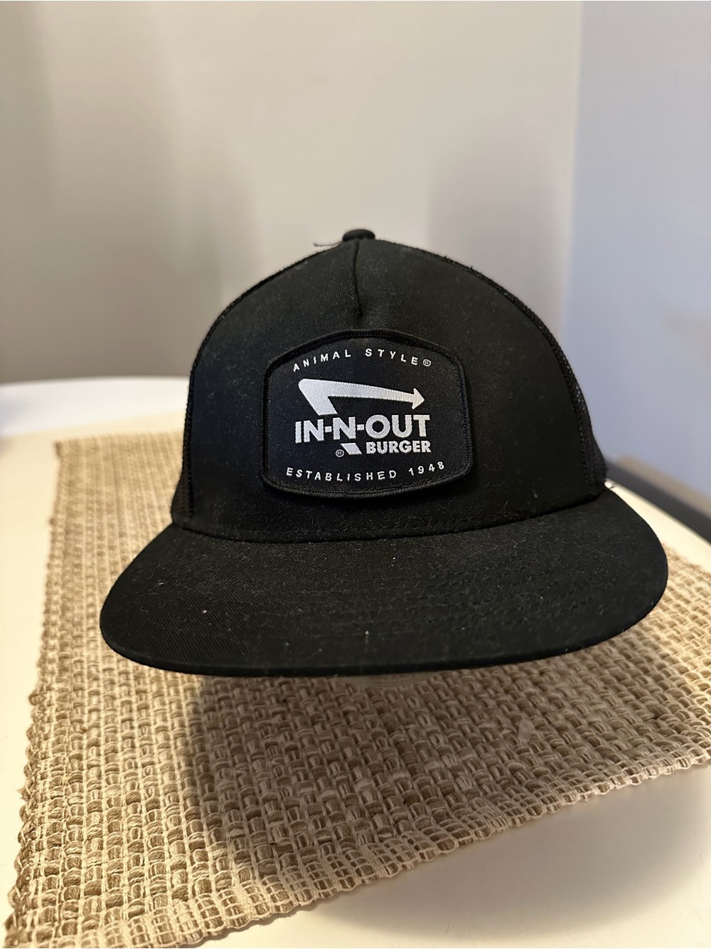 In N Out Burger Animal Style Logo Mesh Trucker Hat Poly Twill Snap One Size